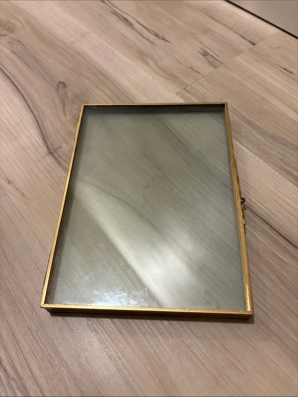 Vintage Brass & Glass 4-Panel Folding Photo Frame